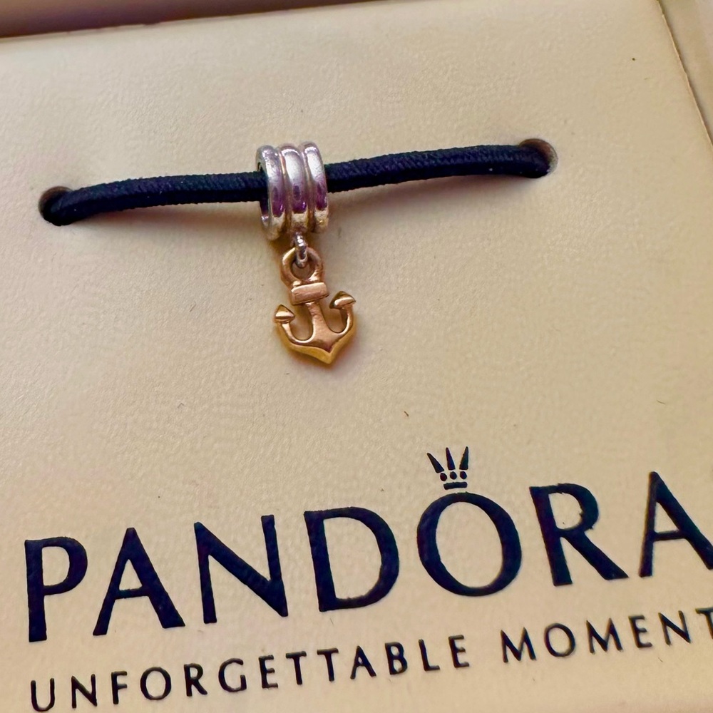 Authentic Pandora Sterling Silver 14K Gold Anchor Dangle Charm 790225‼️Retired